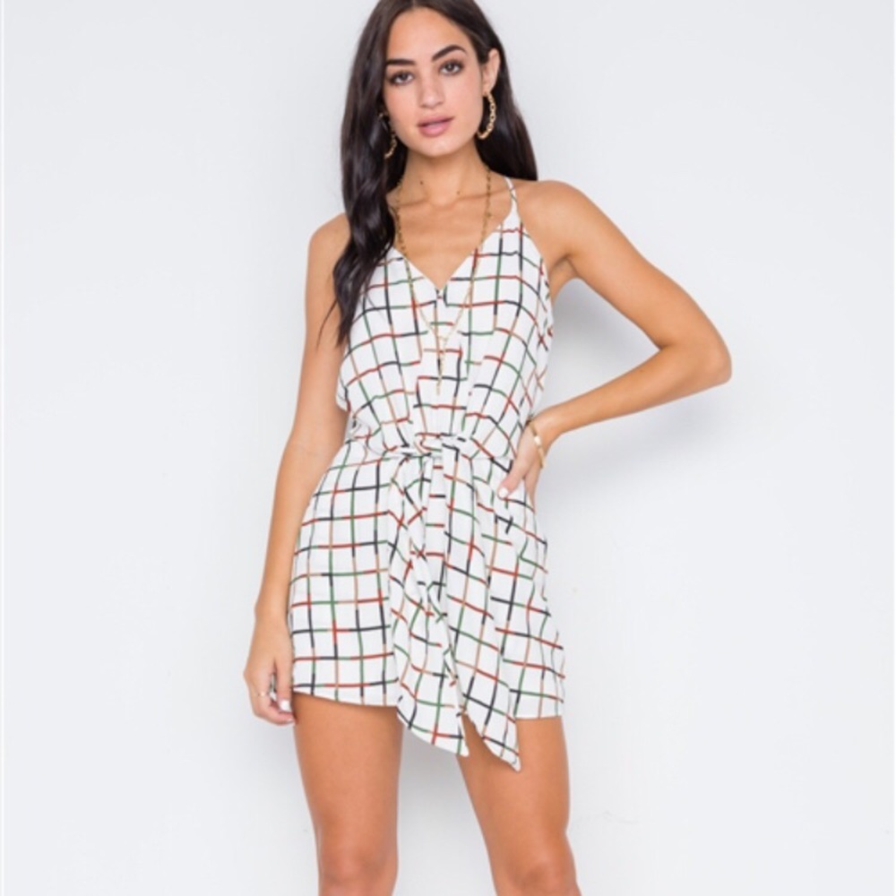 ROMPER GEO PRINT TIE-FRONT - Picture 3 of 6